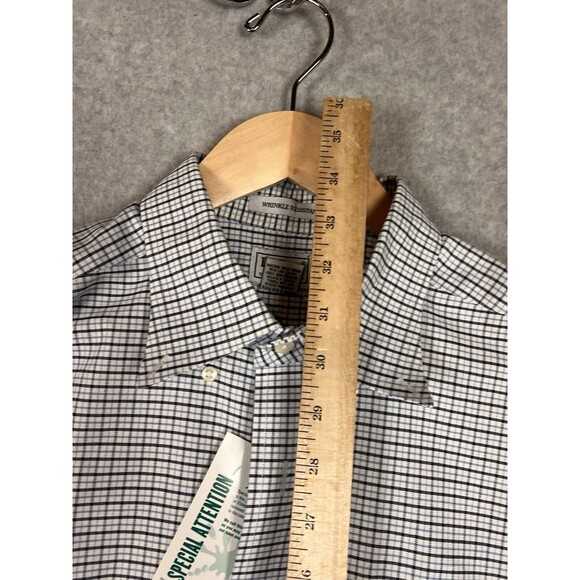 LL Bean Mens Size 17-37 Plaid Shirt Button Front Wrinkle Resistant - Picture 8 of 11